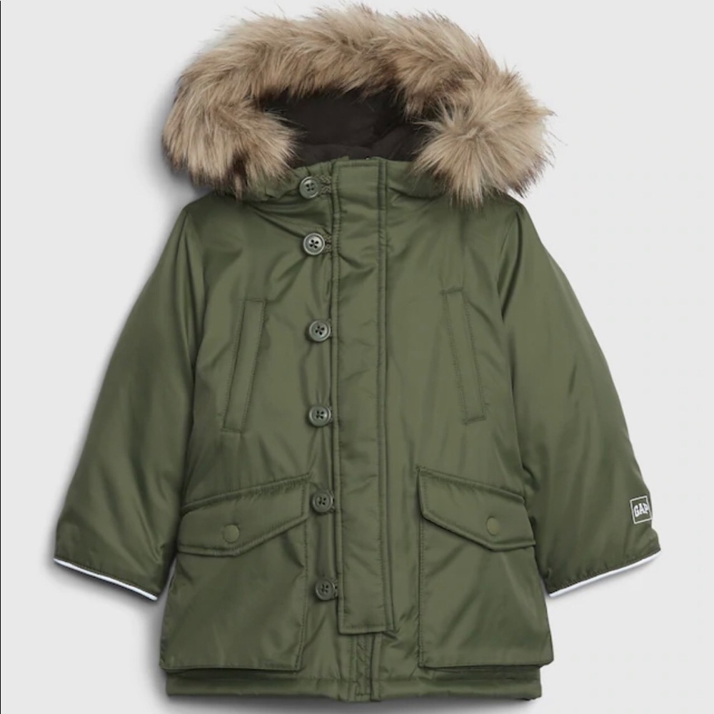 GAP Parka Faux Fur Lined Hood 12-18 mo
